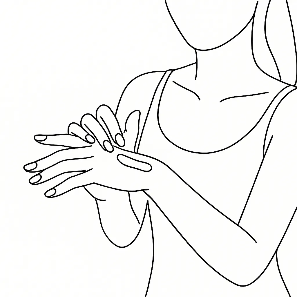 ハンドクリームを塗るイラスト
